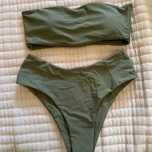 Zaful Olive Green Bandeau Bikini Set